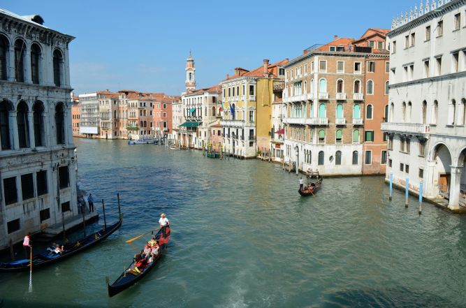 View from middle of Rialto Bridge