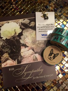 Sympathy card, angel pin and 3 rolls of Boston Terrier washi tape